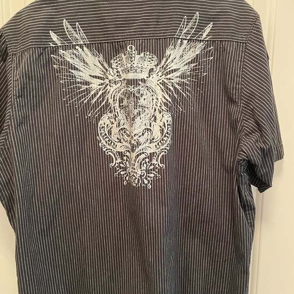 Straight Faded - black w/ white stripes button up - Picture 2 of 4